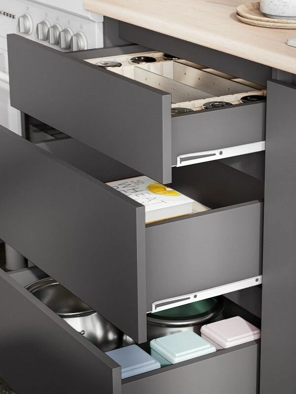 Кухонный гарнитур Денвер Эккервуд 2м серый графит/ дуб сонома со столешницей, ЛДСП